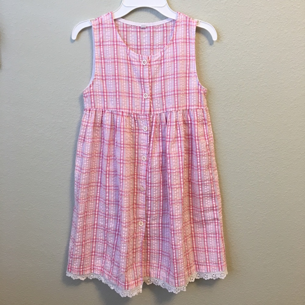Pink Plaid Dress w/ Lace